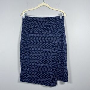 Athleta Moroccan Seaside Foldover Faux‎ Wrap Skirt Blue Women's M Stretch Active